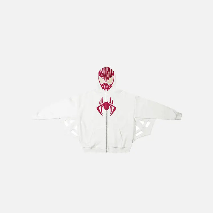 Spider web y2k full zip jacket for unique streetwear style - white / m