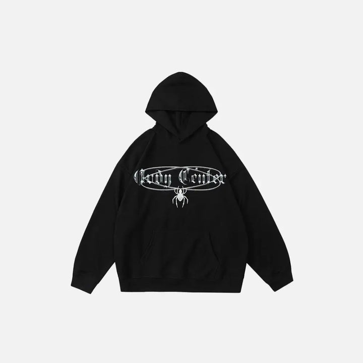 Y2k spider web hoodie for bold streetwear style - black / s - hoodies