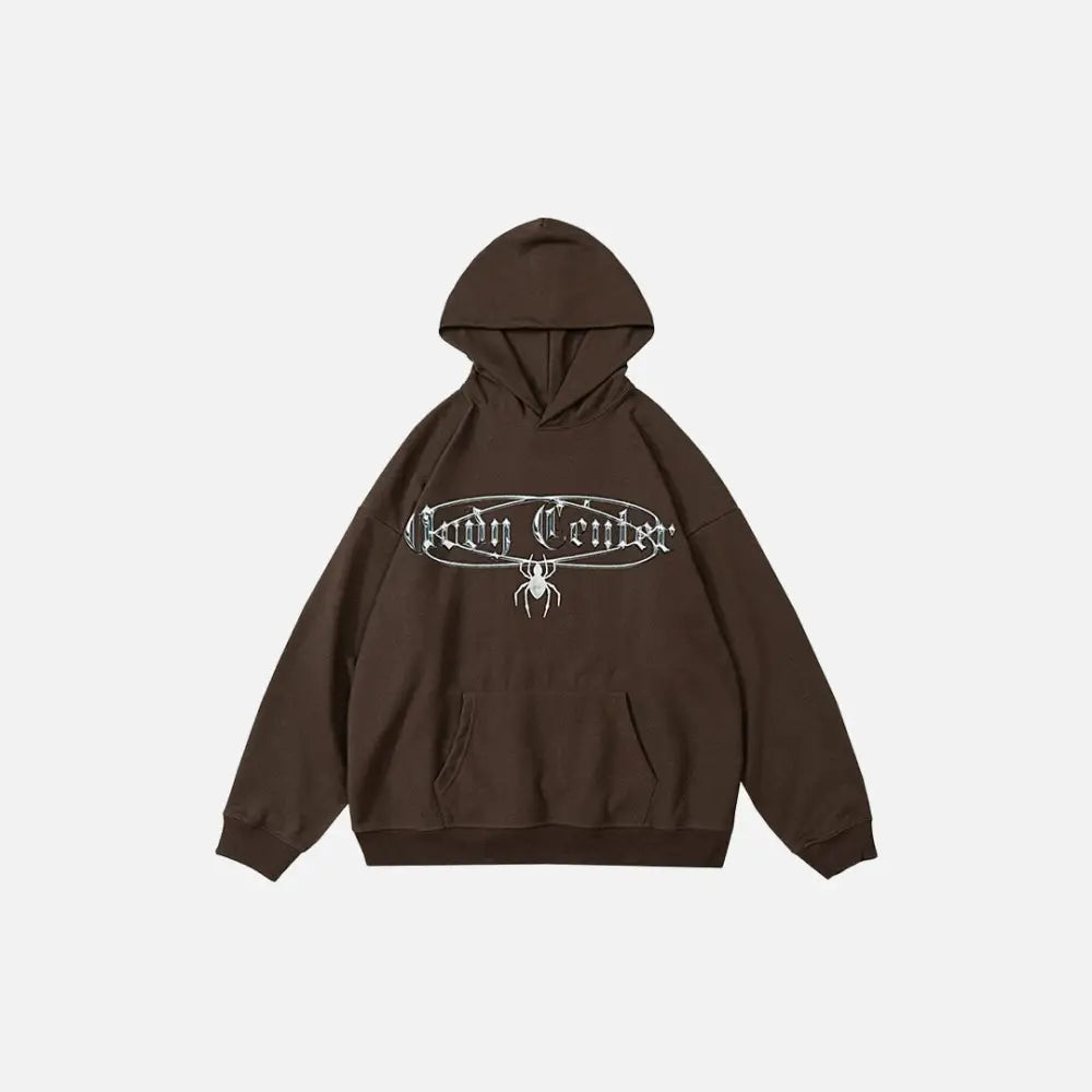 Y2k spider web hoodie for bold streetwear style - brown / s - hoodies