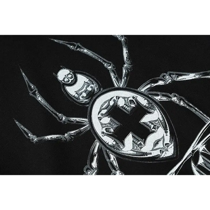 Y2k spider web hoodie for bold streetwear style - hoodies