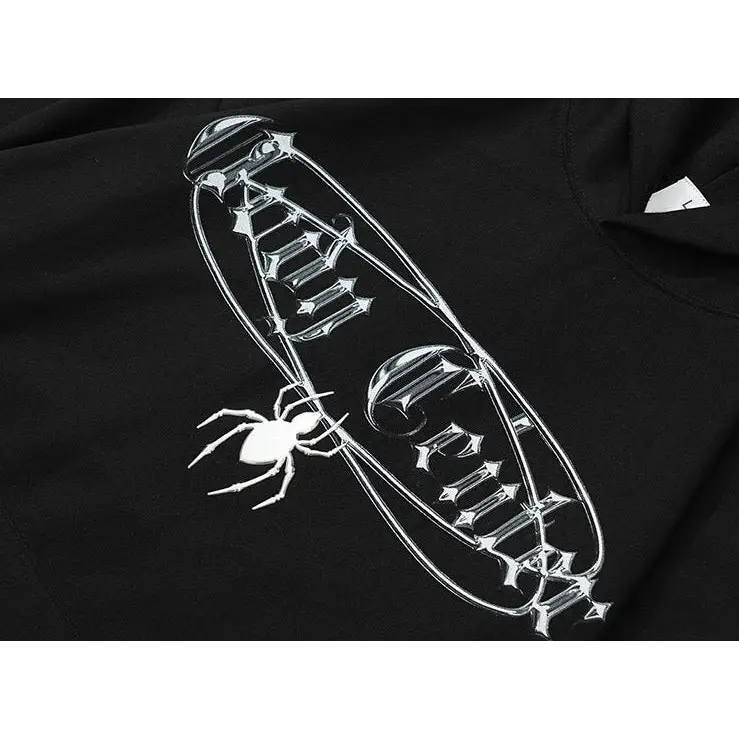 Y2k spider web hoodie for bold streetwear style - hoodies