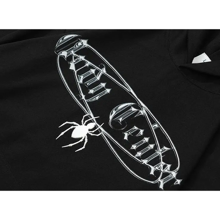 Y2k spider web hoodie for bold streetwear style - hoodies