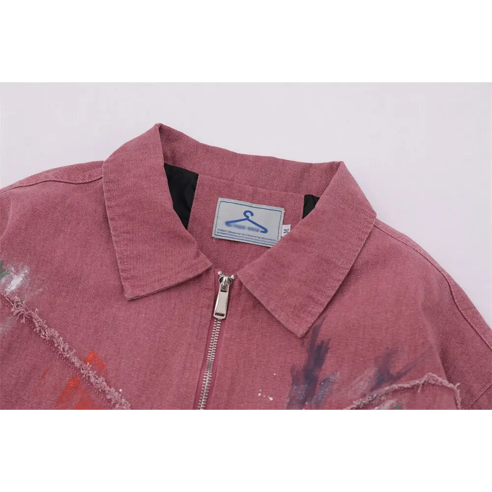 Splash ink embroidered butterfly y2k denim jacket - jackets