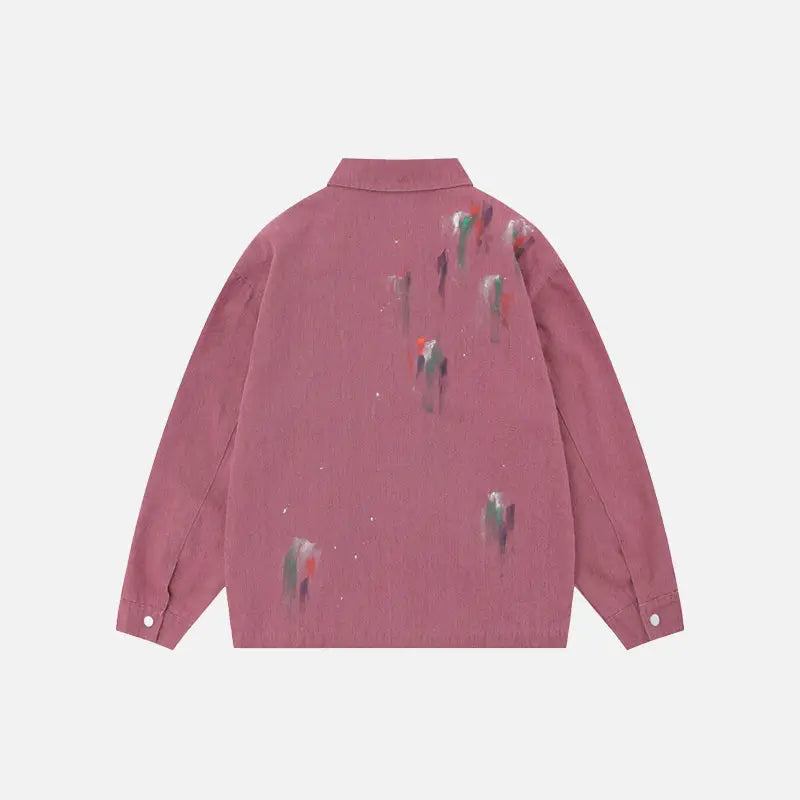 Splash ink embroidered butterfly y2k denim jacket - jackets