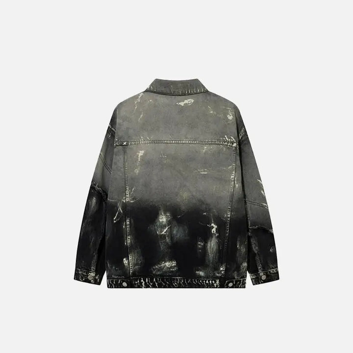 Y2k splicing color mud dyed jacket for a cozy classic look