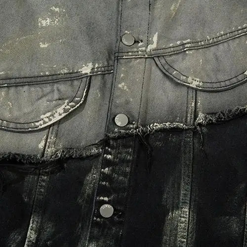 Y2k splicing color mud dyed jacket for a cozy classic look