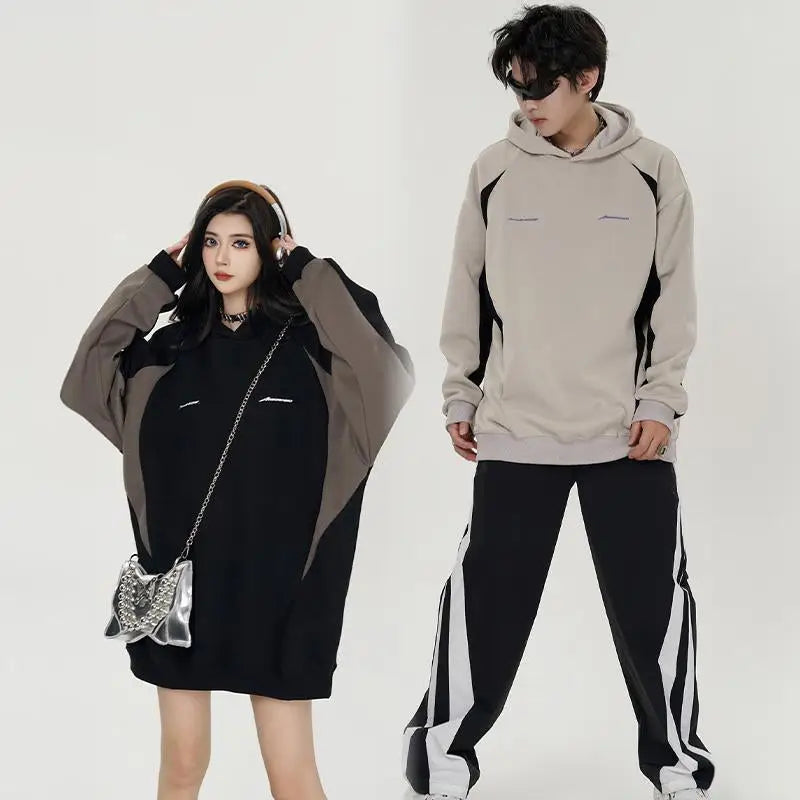 Splicing color oversized hoodie for stylish comfort and warmth - hoodies
