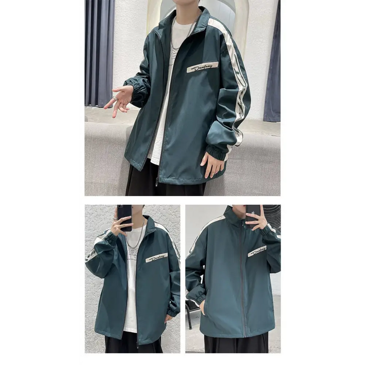 Y2k stand-up collar windbreaker jacket for spring weather - jackets