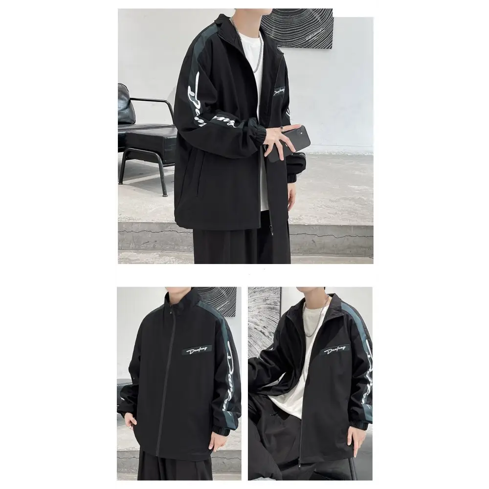 Y2k stand-up collar windbreaker jacket for spring weather - jackets