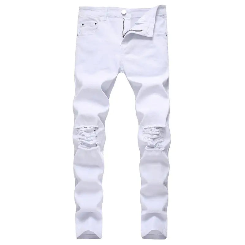 Trendy streetwear white stacked jeans - 28