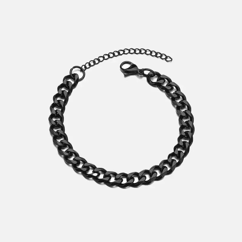 Stainless steel cuban necklace with link chain and lobster clasp - black / 18cm plus5cmextender / width 3mm