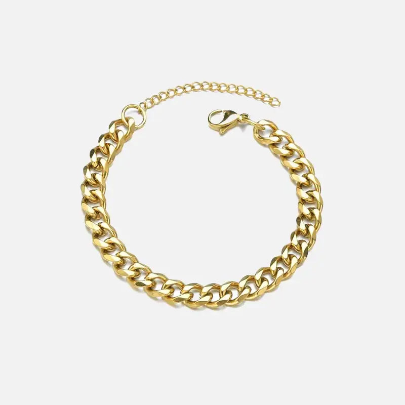 Stainless steel cuban necklace with link chain and lobster clasp - gold color / 18cm plus5cmextender / width 3mm