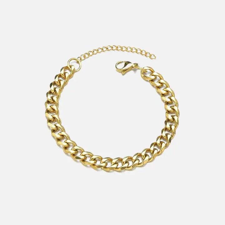 Stainless steel cuban necklace with link chain and lobster clasp - gold color / 18cm plus5cmextender / width 3mm