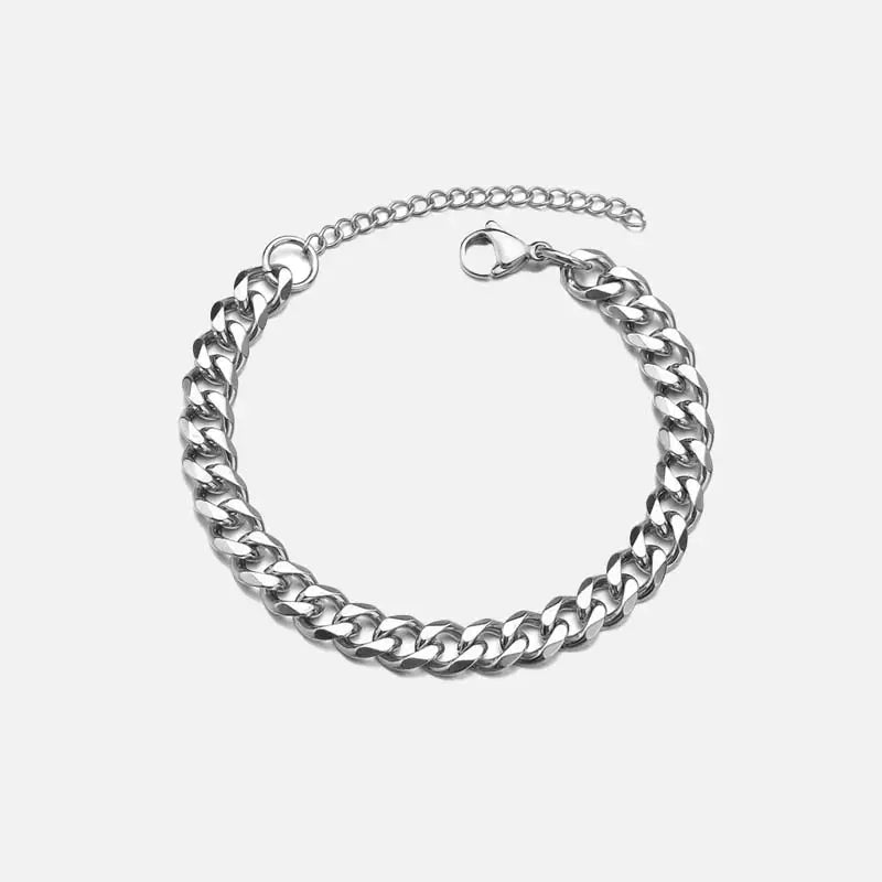 Stainless steel cuban necklace with link chain and lobster clasp - sliver color / 18cm plus5cmextender / width 3mm