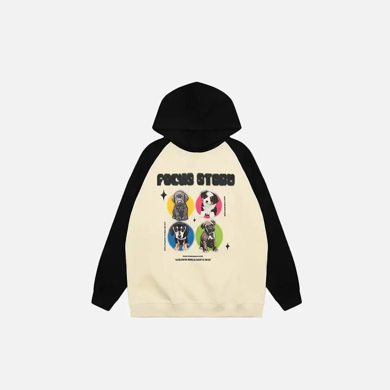 Star dogs y2k graphic print hoodie for streetwear style and comfort - black / m - hoodies