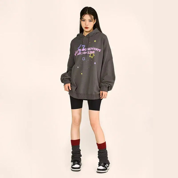 Y2k star graphic oversized hoodie for ultimate comfort and style - hoodies