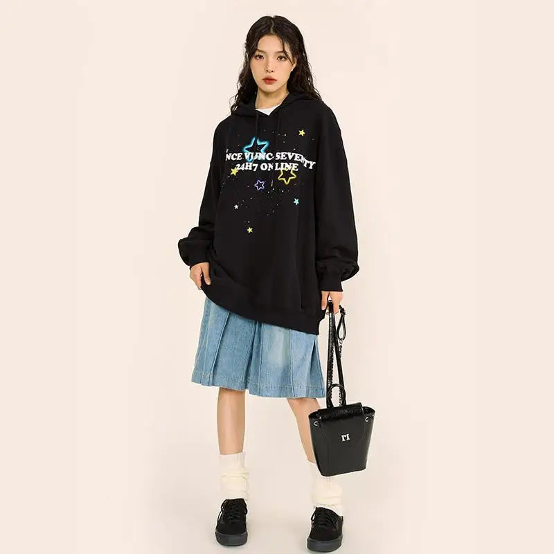 Y2k star graphic oversized hoodie for ultimate comfort and style - hoodies