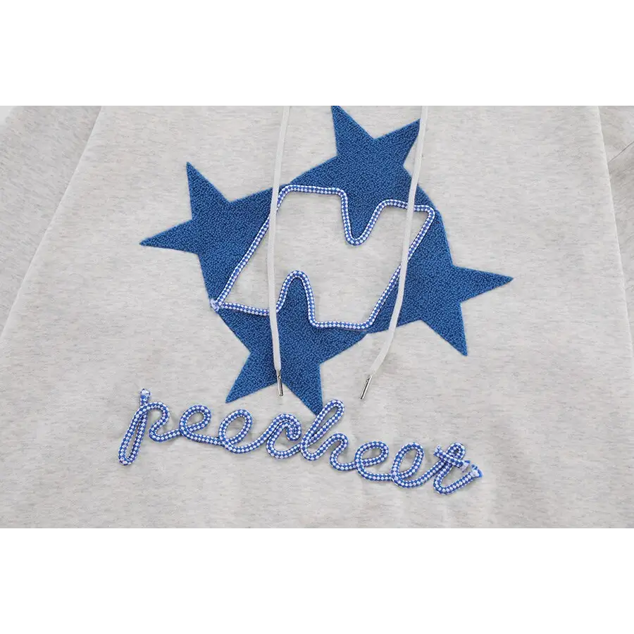 Y2k star letters embroidered hoodie for 2000s fashion fans - hoodies