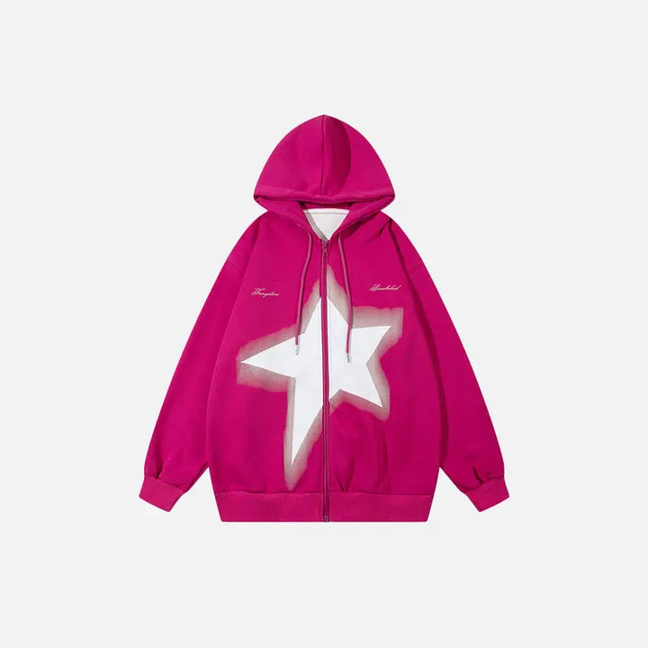 Star oversized zip hoodie for y2k style and comfort - red / s - hoodies