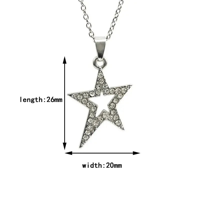 Y2k star pendant necklace with intricate design in zinc alloy - necklaces