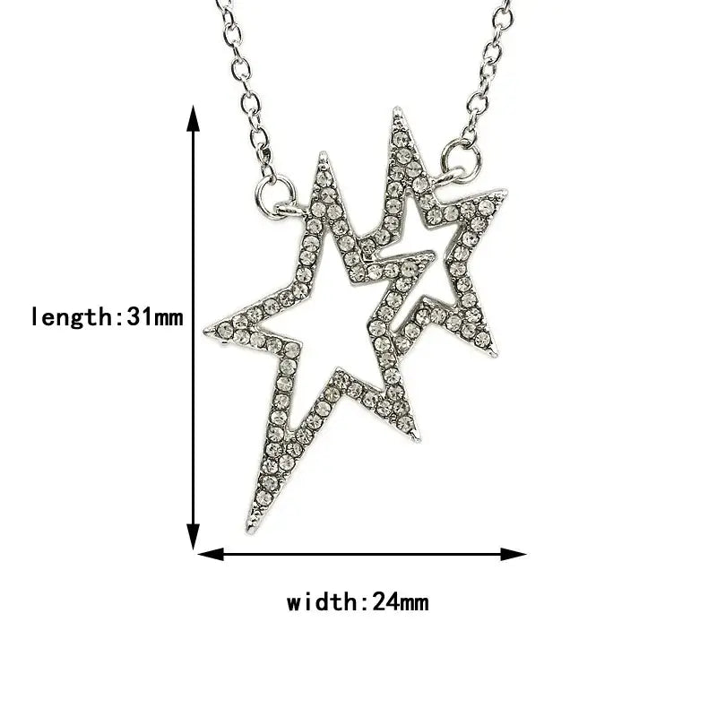 Y2k star pendant necklace with intricate design in zinc alloy - necklaces