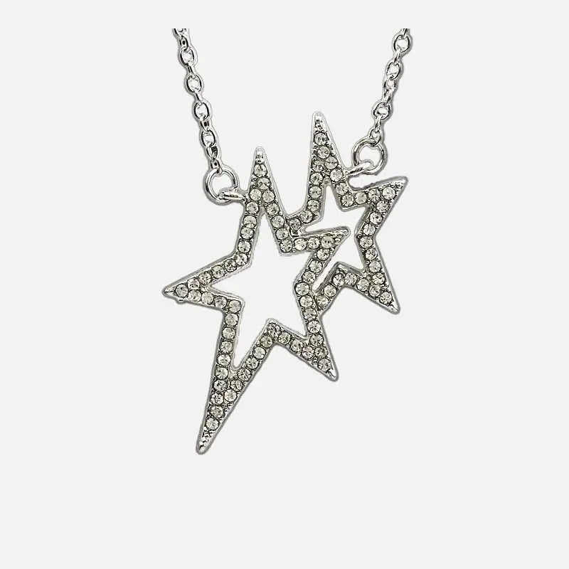 Y2k star pendant necklace with intricate design in zinc alloy - silver a - necklaces