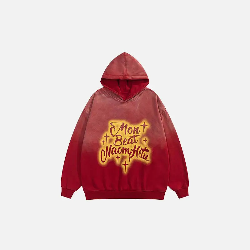 Y2k streetwear star washed loose fit hoodie for comfort and style - red / s