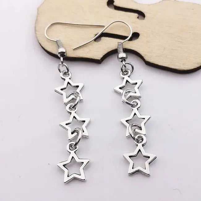 Stargirl drop earrings in zinc alloy for a chic look - standart / silver - earrings