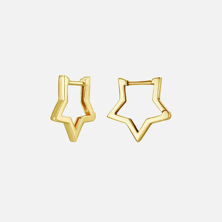 Sterling silver y2k tree of life earrings in hoops design - gold star