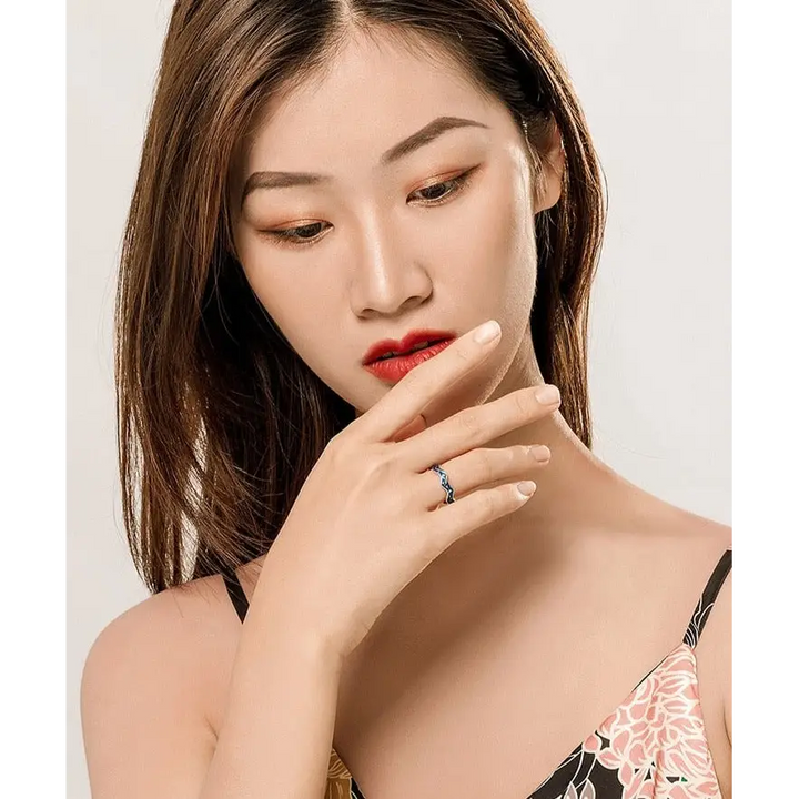 Irregular prong set y2k van gogh sterling silver ring size 5-8 - rings