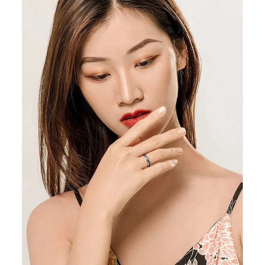 Irregular prong set y2k van gogh sterling silver ring size 5-8 - rings