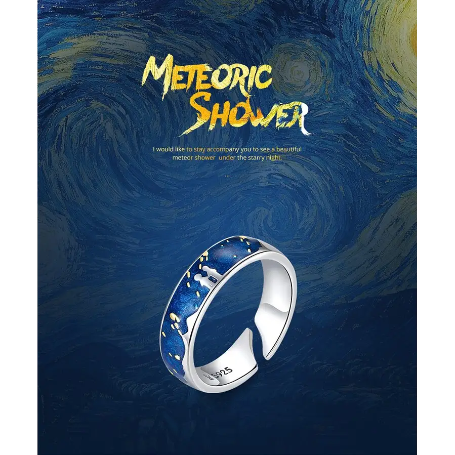 Irregular prong set y2k van gogh sterling silver ring size 5-8 - rings