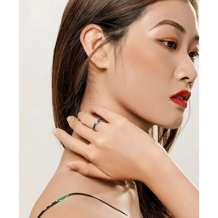 Irregular prong set y2k van gogh sterling silver ring size 5-8 - rings