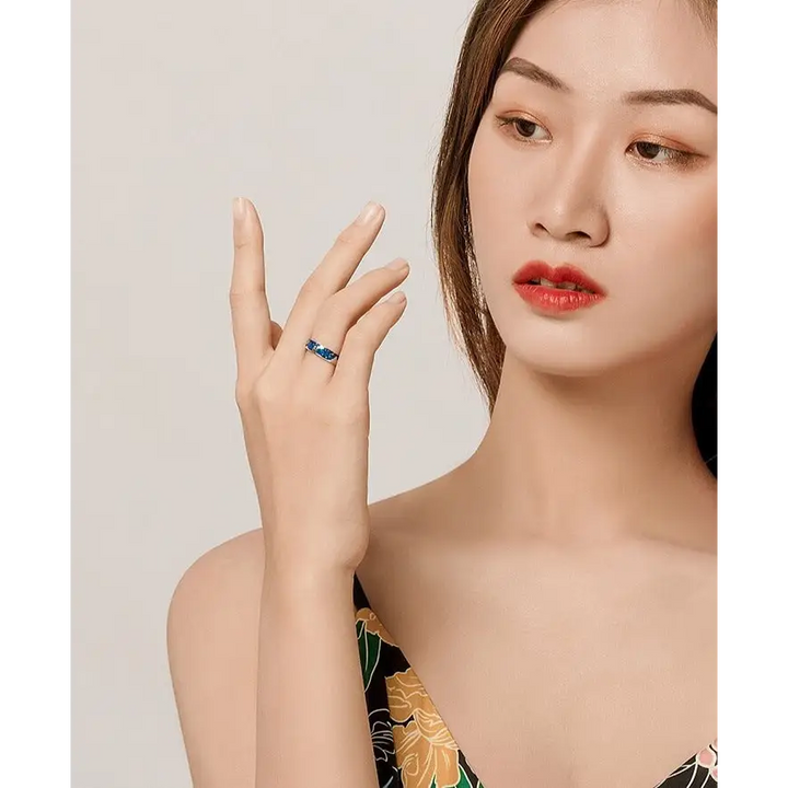 Irregular prong set y2k van gogh sterling silver ring size 5-8 - rings