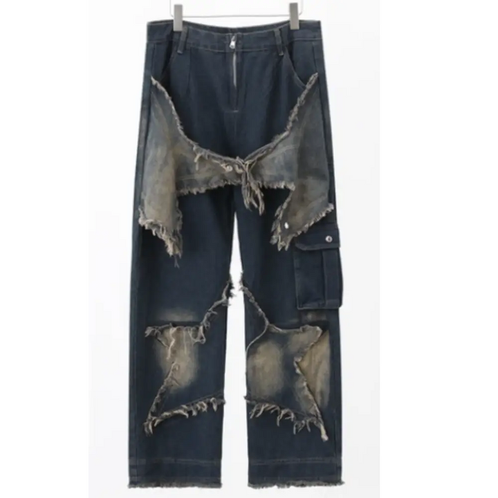 Stars baggy jeans y2k for ultimate urban fashion comfort - dunkel blue / s