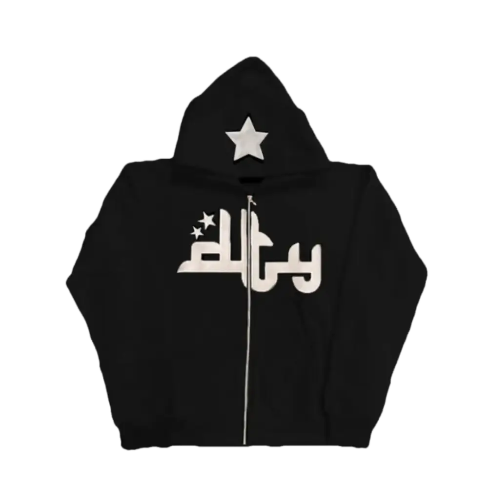 Y2k zipper stars for urban fashion enthusiasts - black / s