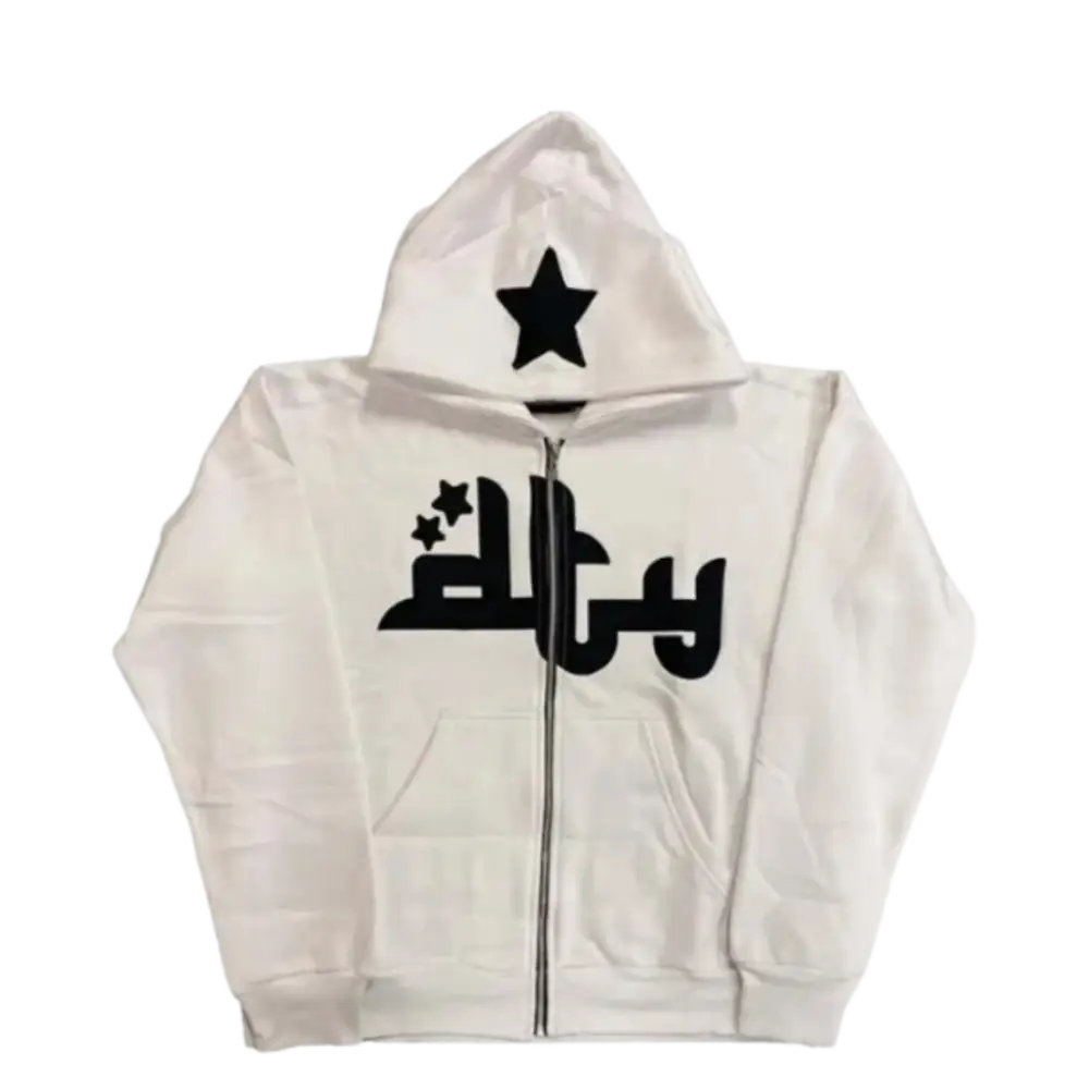 Y2k zipper stars for urban fashion enthusiasts - white / s