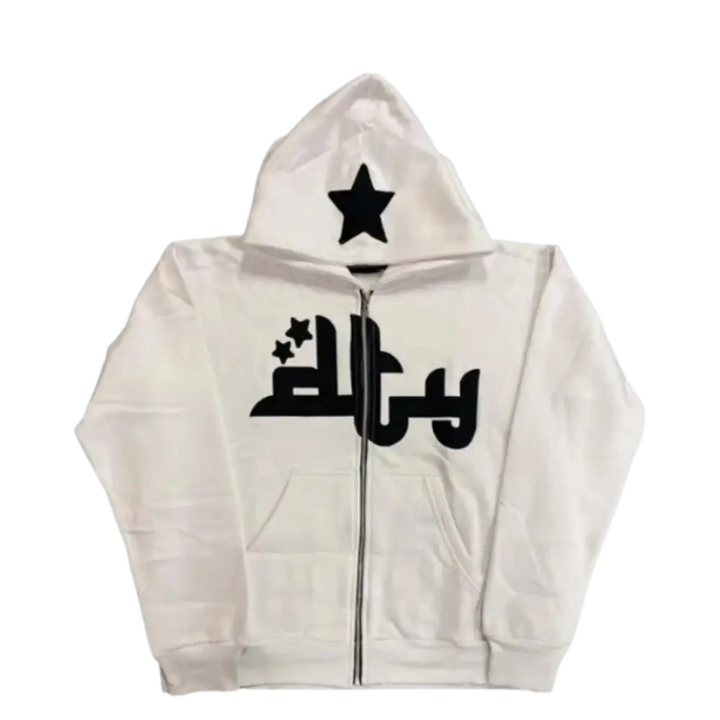 Y2k zipper stars for urban fashion enthusiasts - white / s