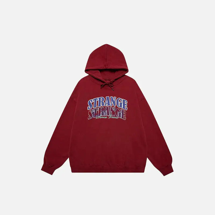 Washed y2k letter print hoodie for vintage style - burgundy / m - hoodies