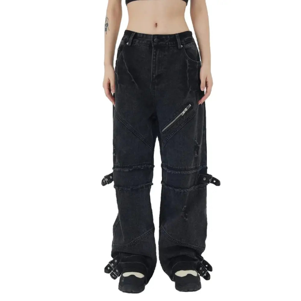 Jean baggy black lavé déchiré style y2k
