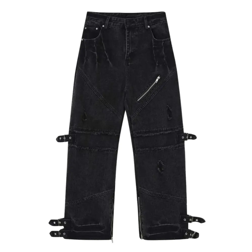 Jean baggy black lavé déchiré style y2k - washed black / s