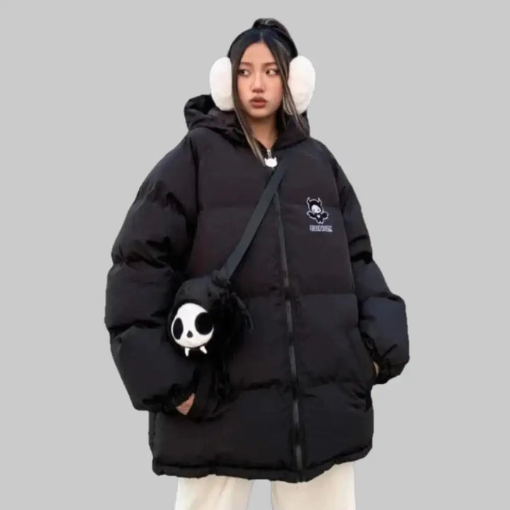 Devil horns queue jacket for a bold y2k fashion statement