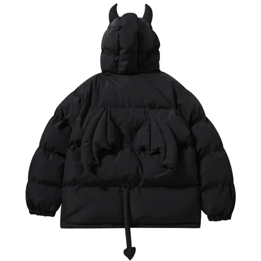 Devil horns queue jacket for a bold y2k fashion statement