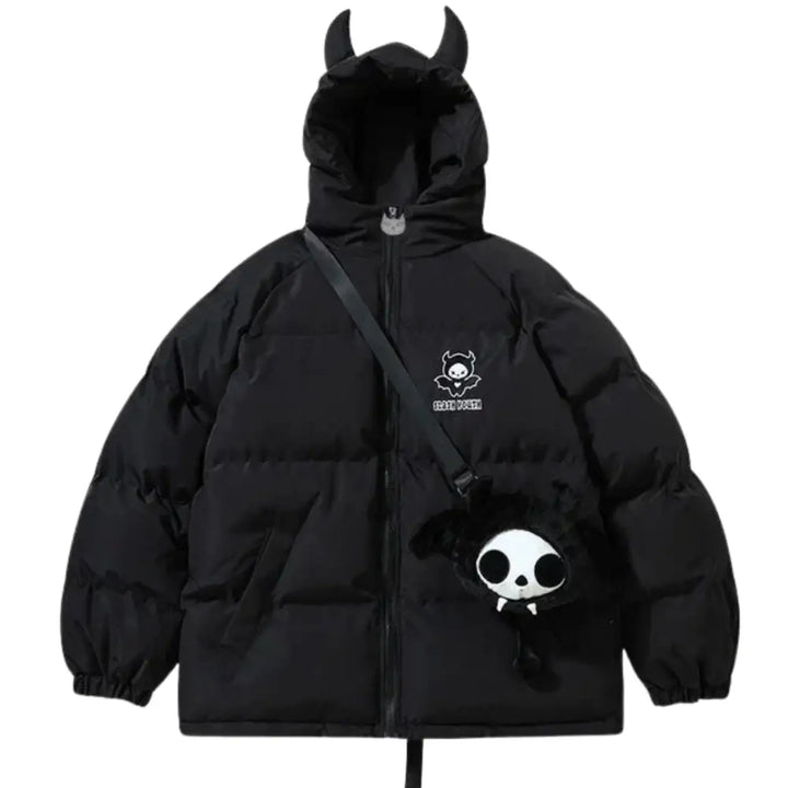 Devil horns queue jacket for a bold y2k fashion statement - black / s