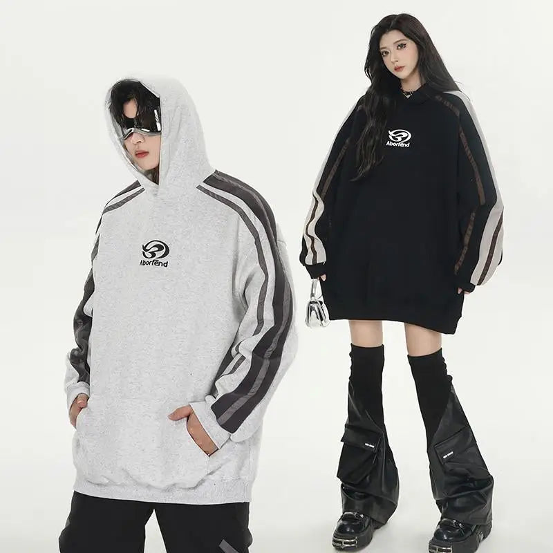 Y2k striped oversized hoodie for style and comfort - hoodies