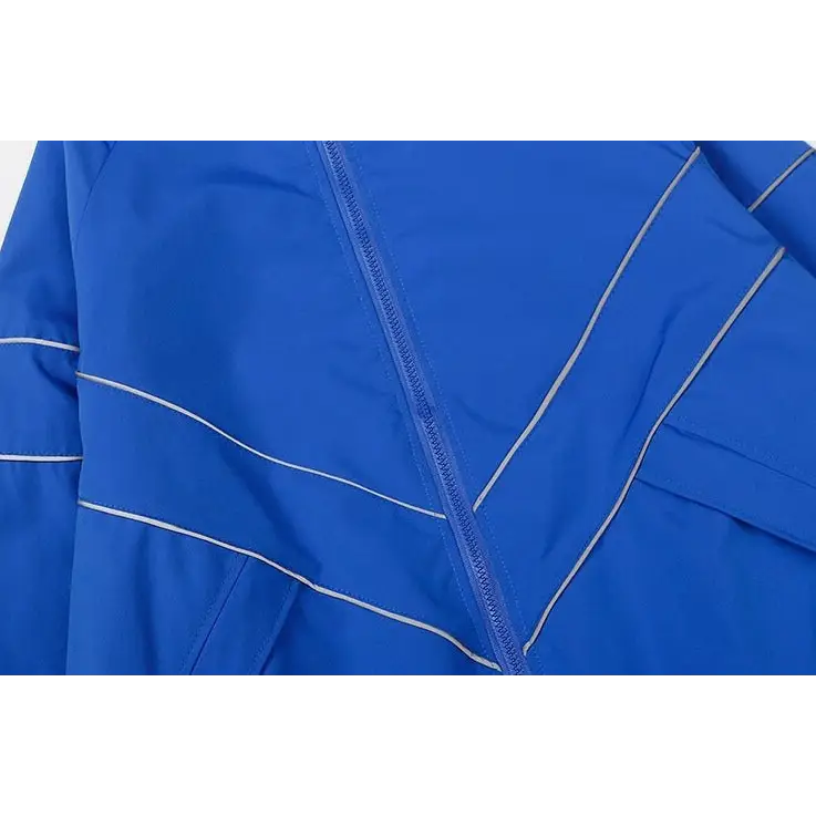 Striped reflective v jacket for y2k streetwear style - jackets