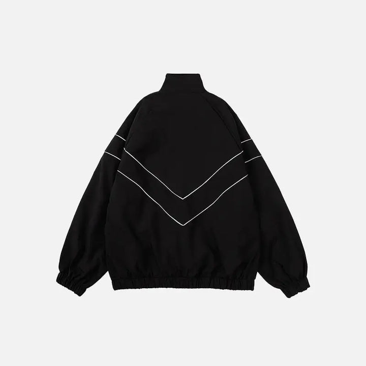 Striped reflective v jacket for y2k streetwear style - jackets