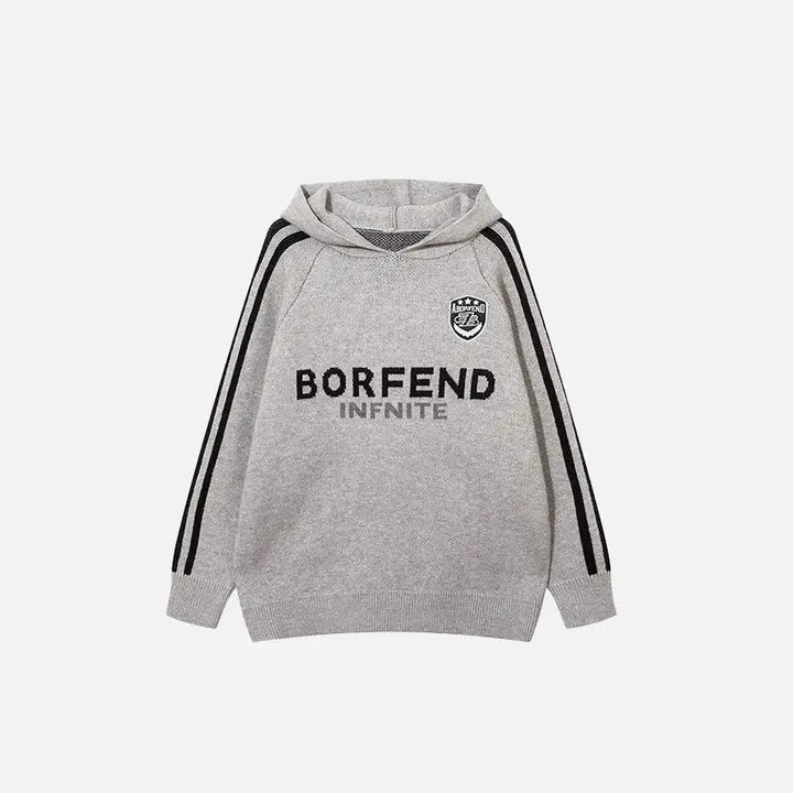Y2k striped loose fit hoodie in sporty style - gray / s - hoodies