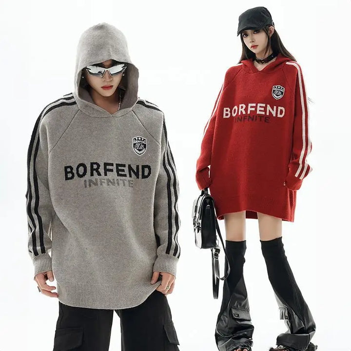 Y2k striped loose fit hoodie in sporty style - hoodies