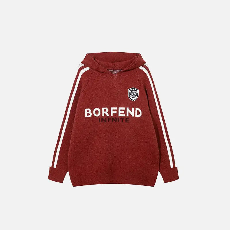Y2k striped loose fit hoodie in sporty style - red / s - hoodies